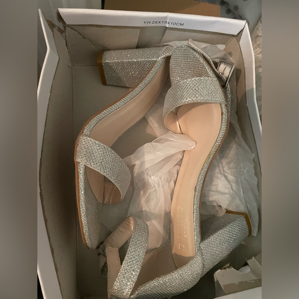 Silver shimmer heels